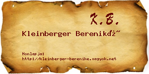 Kleinberger Bereniké névjegykártya